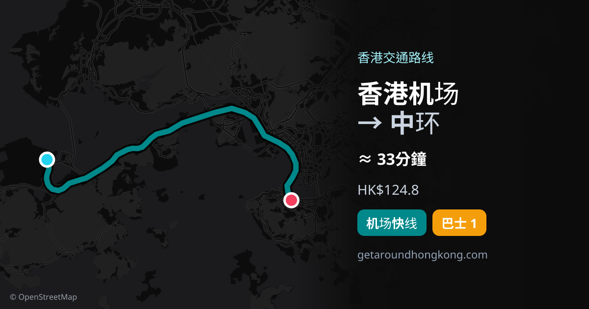 香港机场去中环交通攻略