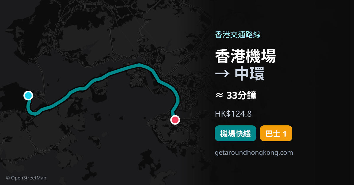 香港機場去中環交通攻略