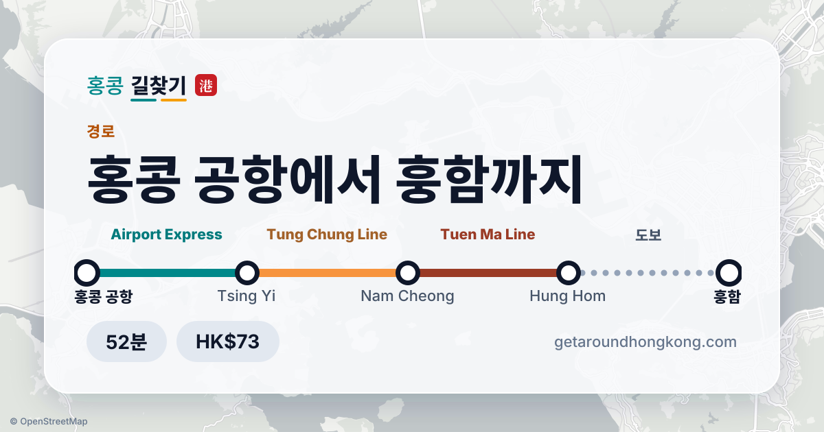 홍콩 공항에서 훙함 가는 법