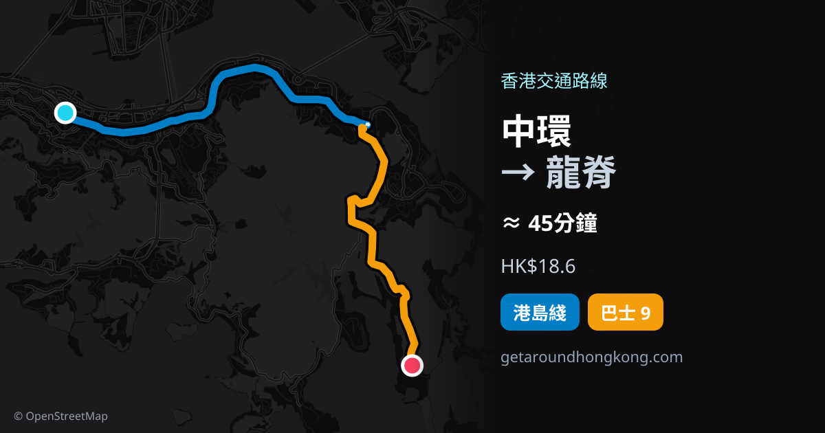 中環去龍脊交通攻略