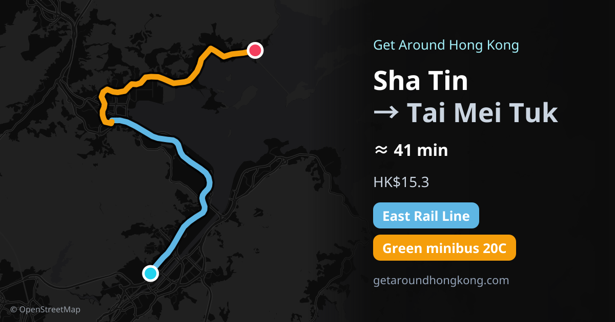 How to get from Sha Tin to Tai Mei Tuk