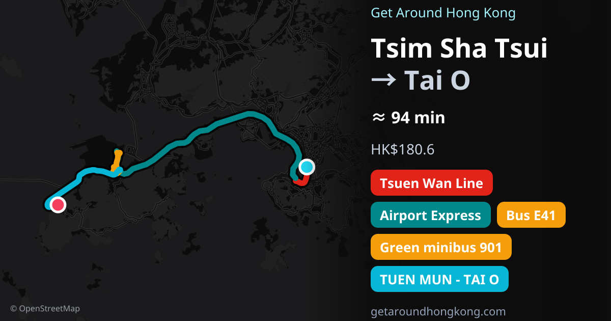 How to get from Tsim Sha Tsui to Tai O